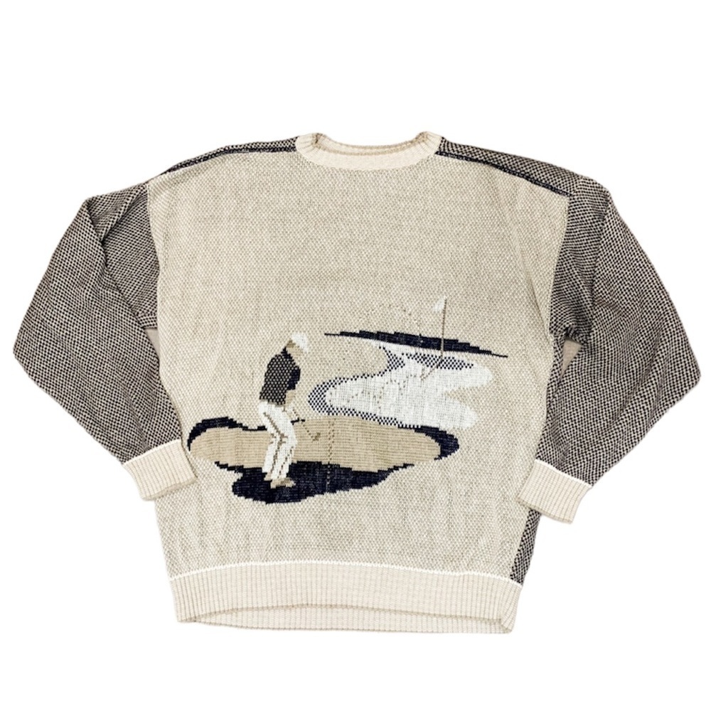 Vintage Jack Nicklaus men’s golfer knit crewneck sweater beige size xl